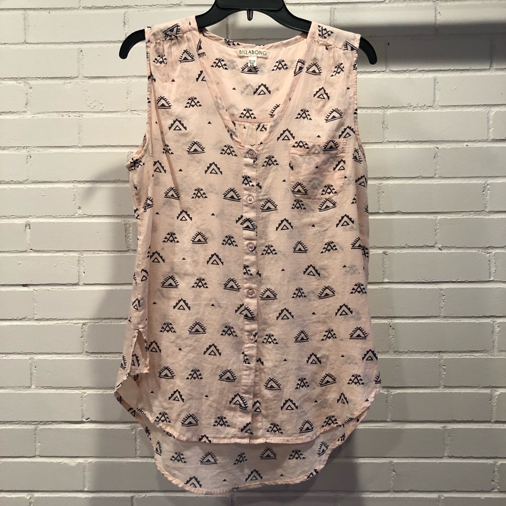 Billabong Sleeveless Button Down Top, Medium